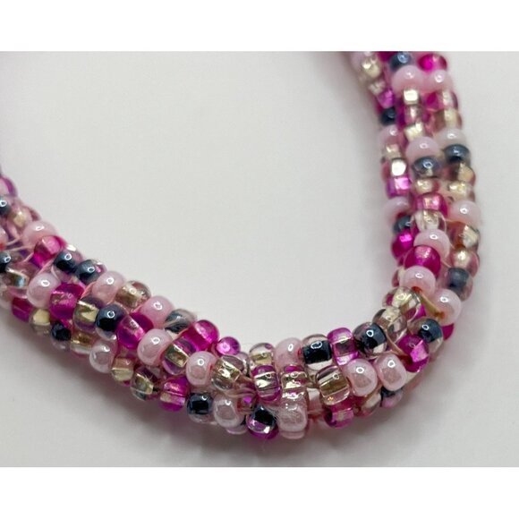 Pink Beaded Bracelet Vintage Boho Retro Handmade Rope Spring Easter Summer - Picture 5 of 6